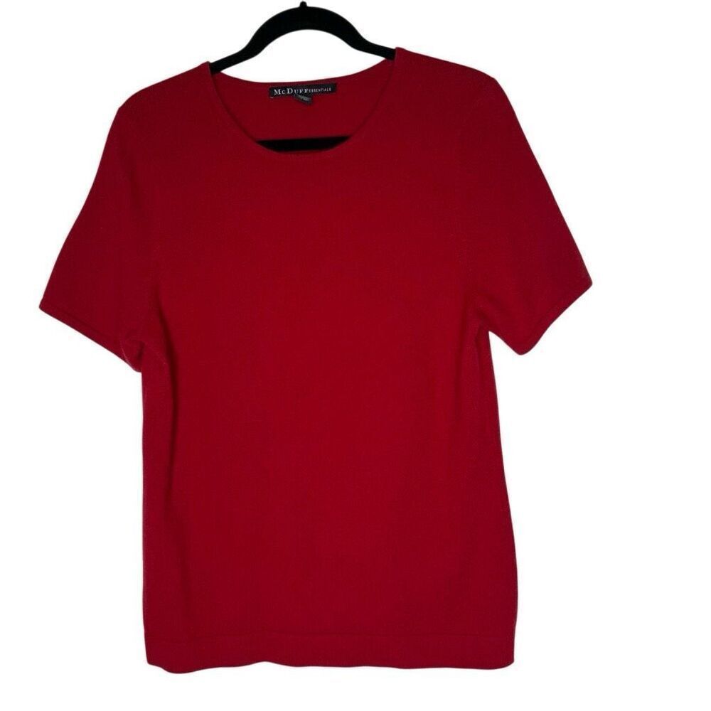 McDuff Cashmere Sweater Red Short Sleeve Size L Classic, Heritage, Preppy